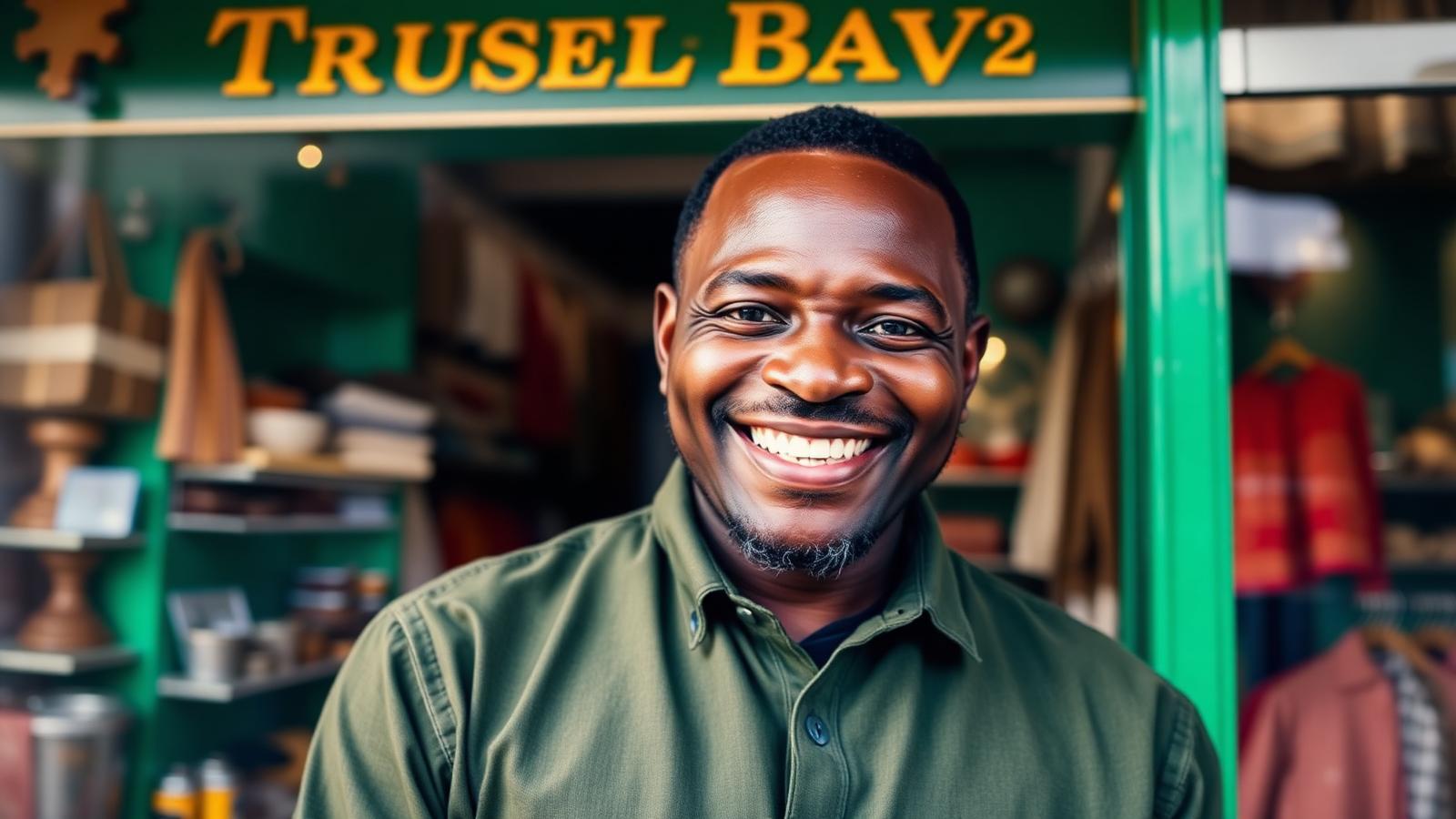 Verified African business owner outside their storefront